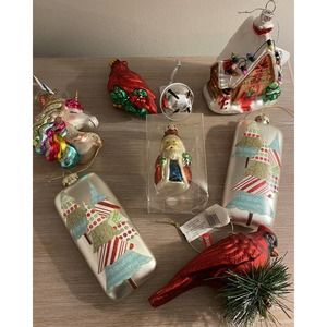 New Hobby Lobby Glass Ornaments Bubble Pink Red Green Gold Tree Trimming Holiday